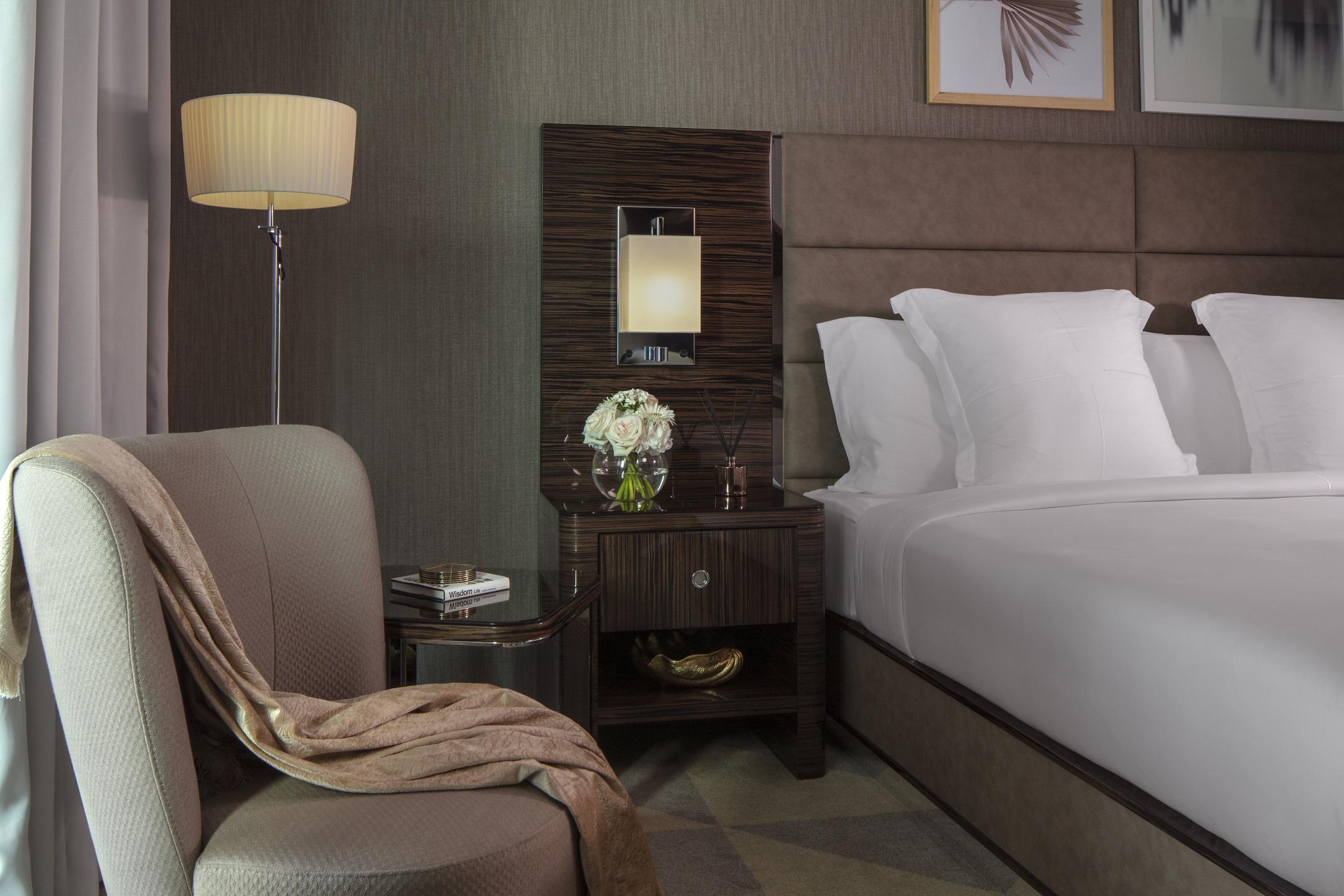 Hyde Hotel Dubaj Exteriér fotografie A bedroom at the hotel